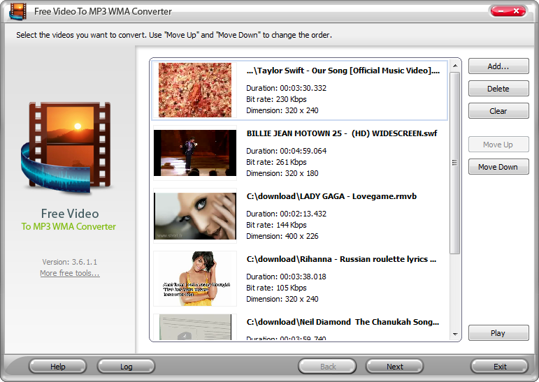 Click to view Free Video to MP3 WMA Converter 4.5.8 screenshot