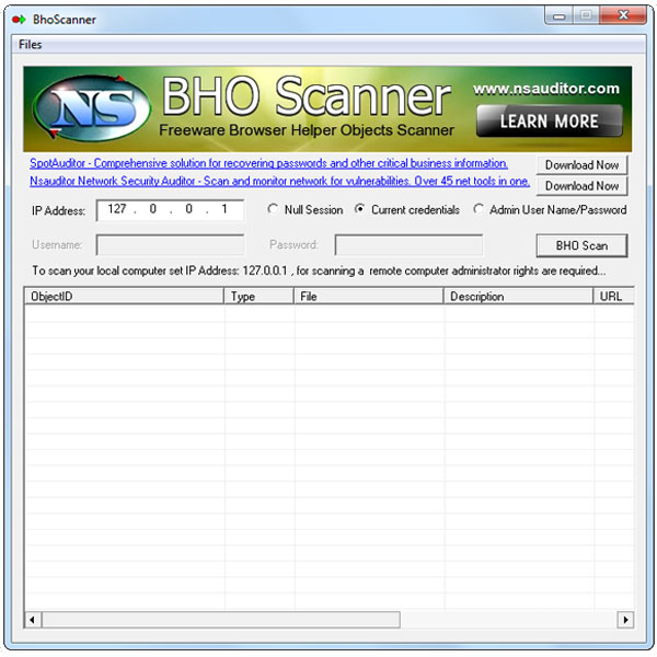 Screenshot for BhoScanner 2.2.4