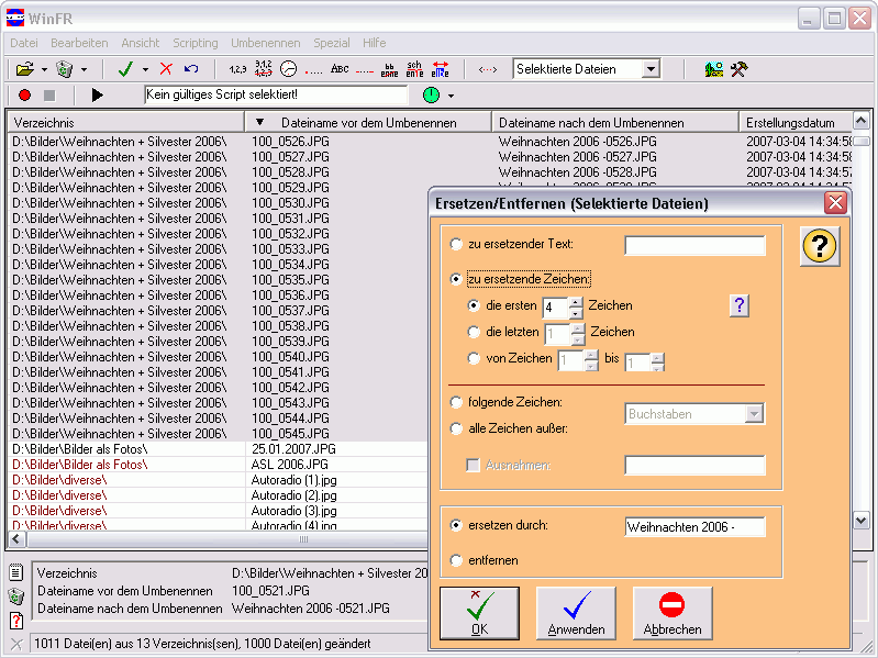 Click to view WinFR File Renamer 5.60 screenshot
