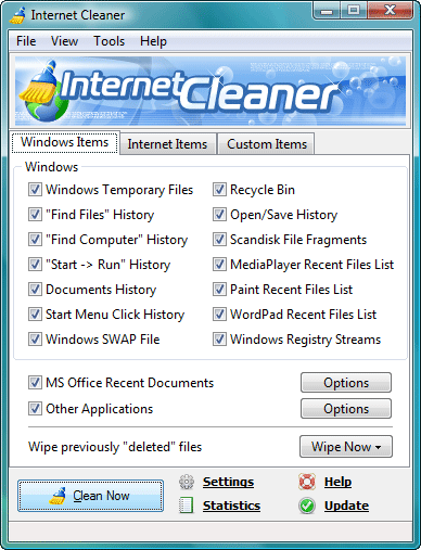 Click to view Internet Cleaner 3.7 screenshot