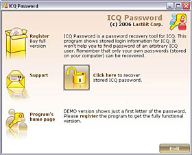 Click to view LastBit ICQ Password Recovery 1.5.305 screenshot