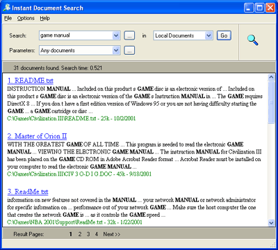 Click to view Instant Document Search 1.12.1 screenshot