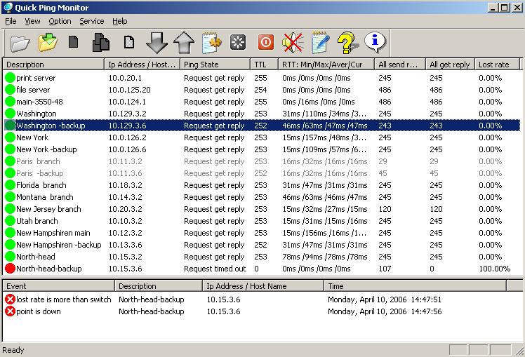 Click to view Quick Ping Monitor 3.12 screenshot