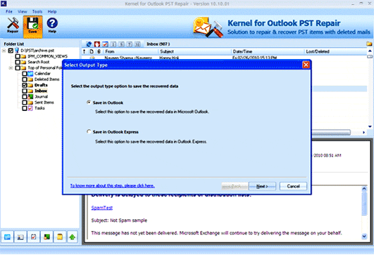 Click to view Outlook PST Repair 10.10.01 screenshot