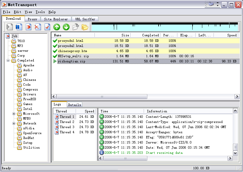 Click to view Net Transport 2.96j screenshot