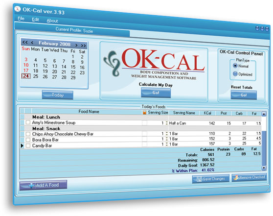 Click to view OK-Cal Weight Loss Software 4.3 screenshot