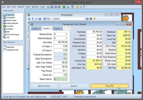Click to view PayWindow Payroll System 12.0.18 screenshot