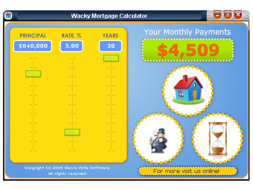 Click to view Wacky Mortgage Calculator 1.0 screenshot