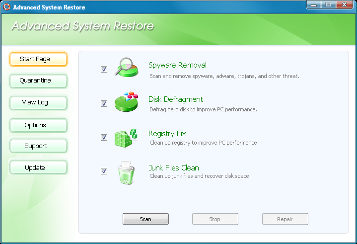 Click to view Advanced System Restore 2.0 screenshot