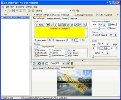 Click to view AiS Watermark Pictures Protector 3.7.0 screenshot