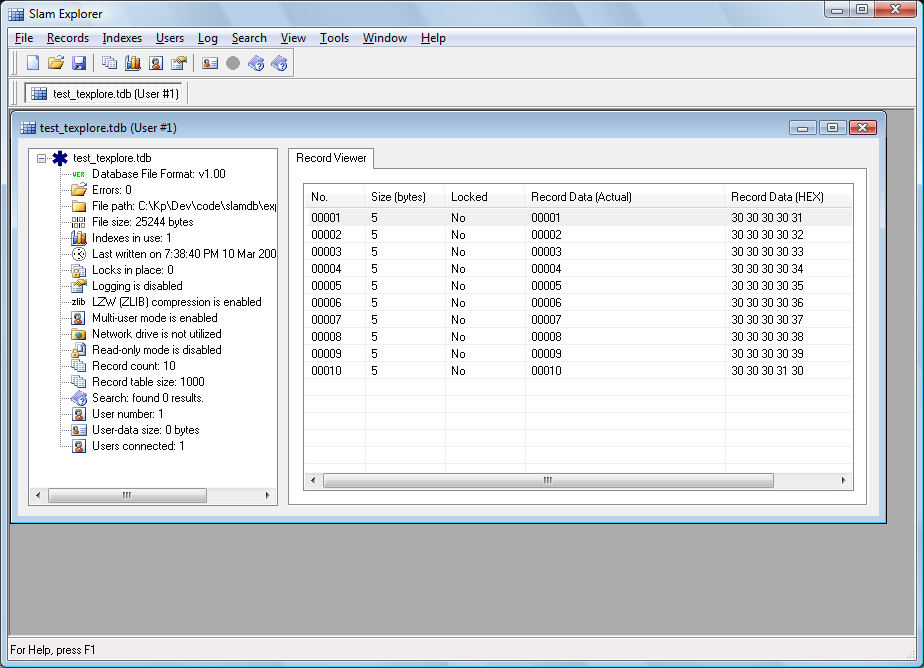Click to view Slam Database Manager 1.05 screenshot