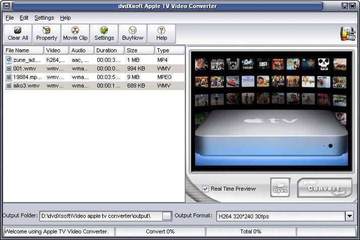 Click to view dvdXsoft Apple TV Video Converter 1.20 screenshot