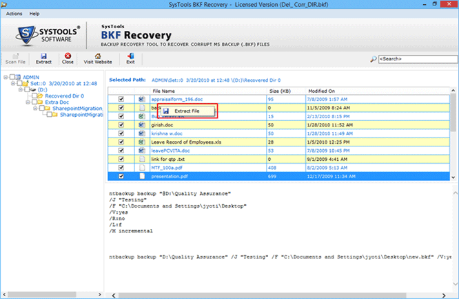 Click to view BKF Restore Tool 5.7 screenshot