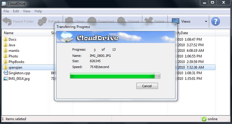 Click to view CloudDrive 0.68 screenshot
