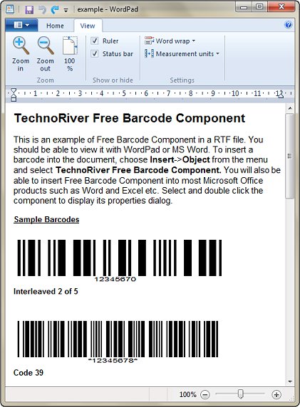Click to view TechnoRiver Free Barcode Software Component 2.1 screenshot