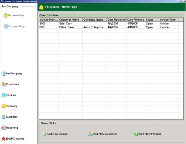 Click to view PC Invoice Service Edition 2.21 screenshot