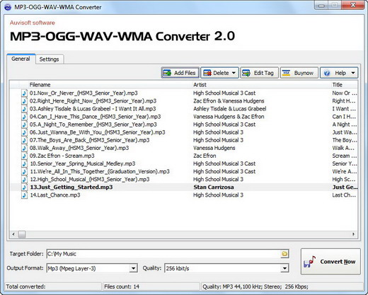 Click to view MP3-OGG-WAV-WMA Converter 2.5 screenshot