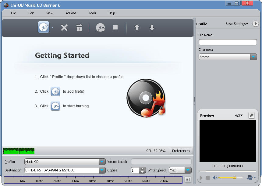 Click to view ImTOO Music CD Burner 6.3.0.0805 screenshot