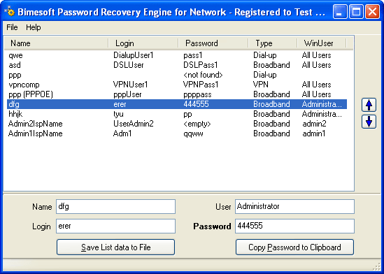 Click to view Password Recovery Engine for Network Connections 1.1 screenshot