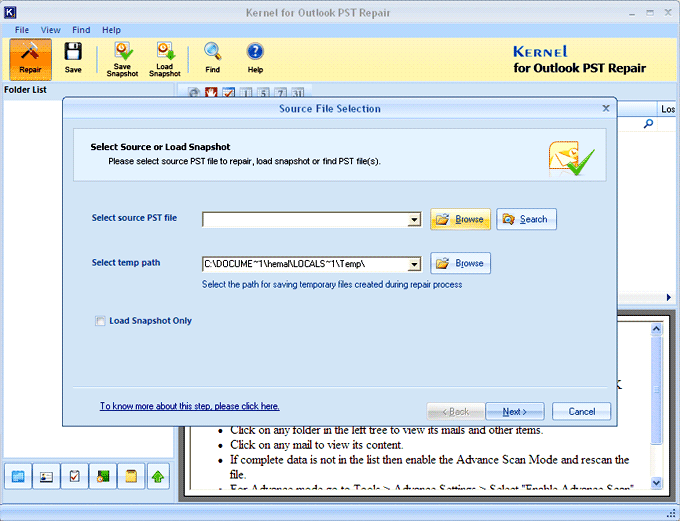 Click to view Outlook Recovery Tool 10.10.01 screenshot