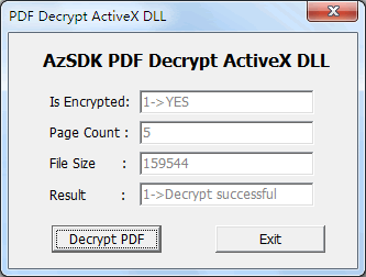 Click to view AzSDK PDF Decrypt ActiveX DLL 4.00 screenshot