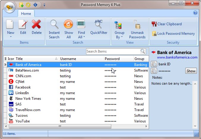 Click to view Password Memory 5.1 screenshot