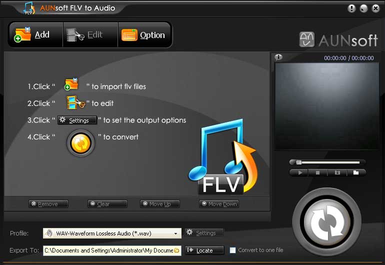 Click to view FLV  to Audio converter 1.2 screenshot