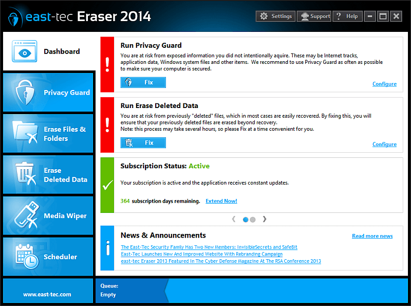 Click to view east-tec Eraser 2014 11.1.2 screenshot