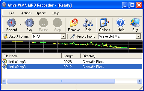 Click to view Alive WMA MP3 Recorder 3.3.2.8 screenshot