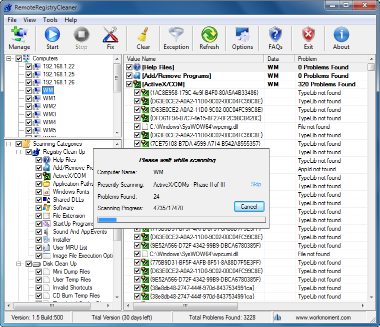 Click to view Remote Registry Cleaner 1.7.700 screenshot