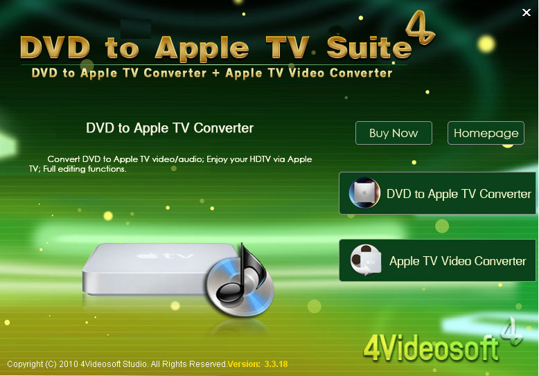Click to view 4Videosoft DVD to Apple TV Suite 3.1.08 screenshot
