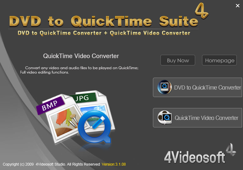 Click to view 4Videosoft DVD to QuickTime Suite 3.3.26 screenshot