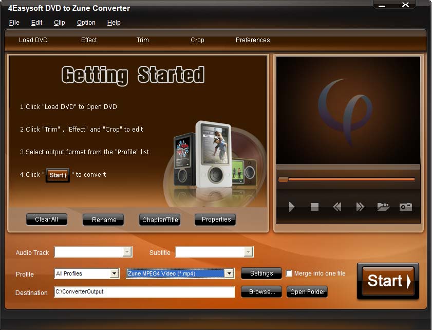 Click to view 4Easysoft DVD to Zune Converter 3.1.08 screenshot