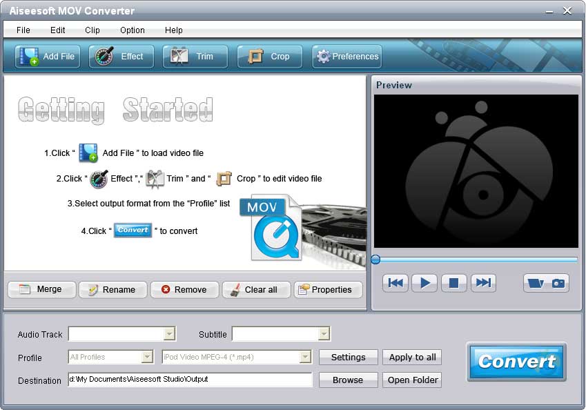 Click to view Aiseesoft MOV Converter 6.3.8 screenshot