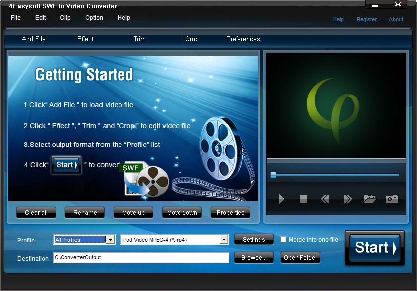 Click to view 4Easysoft SWF to Video Converter 3.1.22 screenshot