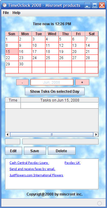 Click to view TimeOclock 2008 1 screenshot