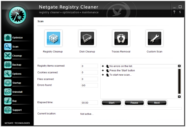 Click to view NETGATE Registry Cleaner 7.0.305 screenshot