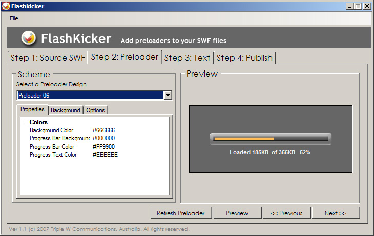 Click to view FlashKicker Flash Preloader Software 2.4 screenshot