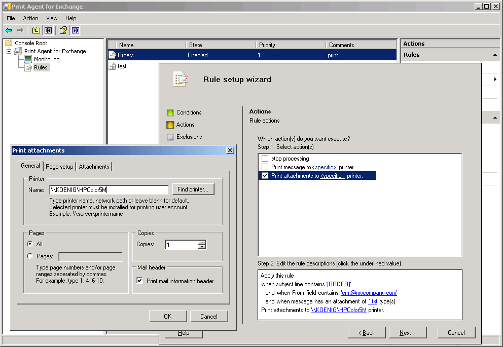 Click to view Print Agent for Exchange 1.6 screenshot