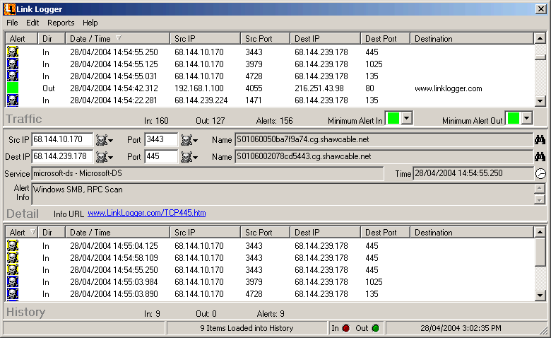 Click to view Link Logger - Linksys nonProtocol 2.4.4.33 screenshot