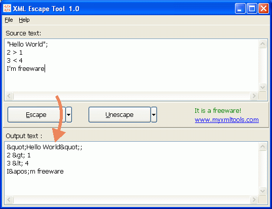 Click to view XML Escape Tool 1.0 screenshot