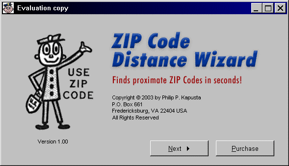 Click to view ZIP Code Distance Wizard 2.00 screenshot