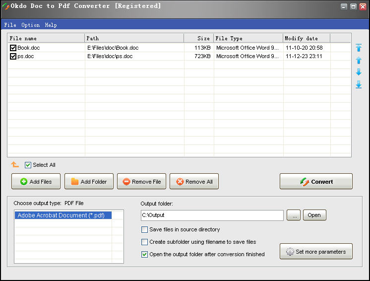 Click to view Okdo Doc to Pdf Converter 5.4 screenshot