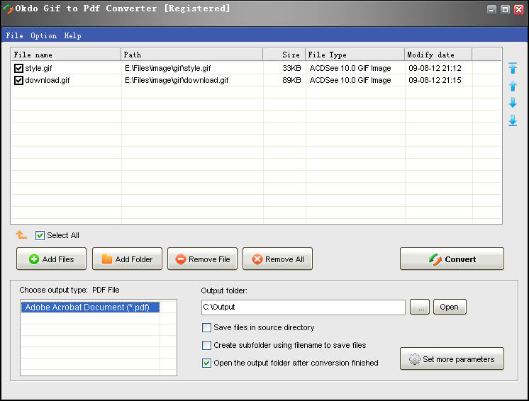 Click to view Okdo Gif to Pdf Converter 5.4 screenshot