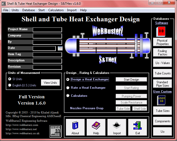 Click to view Shell and Tube Heat Exchanger Design 1.6.0.10 screenshot
