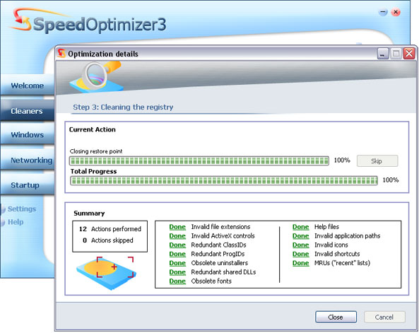 Click to view SpeedOptimizer 3.0.9.5 screenshot