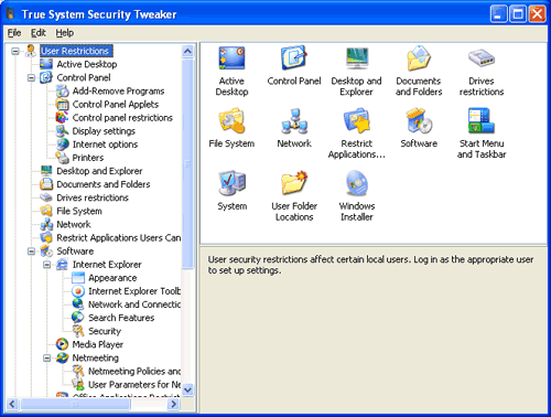 Click to view True System Security Tweaker 2.1.1.11 screenshot