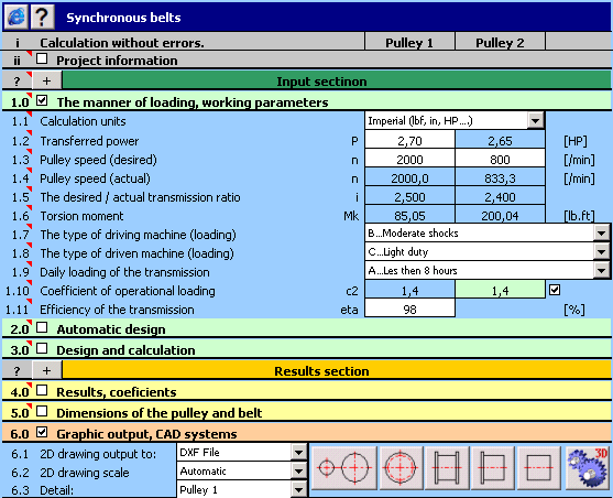 Click to view MITCalc - Timing Belts Calculation 1.19 screenshot
