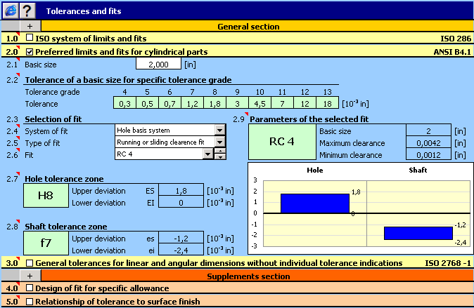 Click to view MITCalc - Tolerances 1.18 screenshot