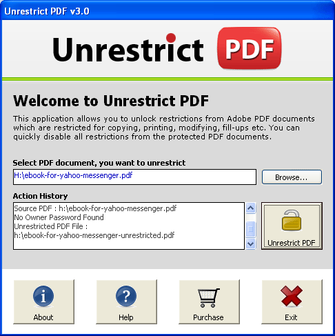 Click to view PDF Restrictions Removal 4.0 screenshot